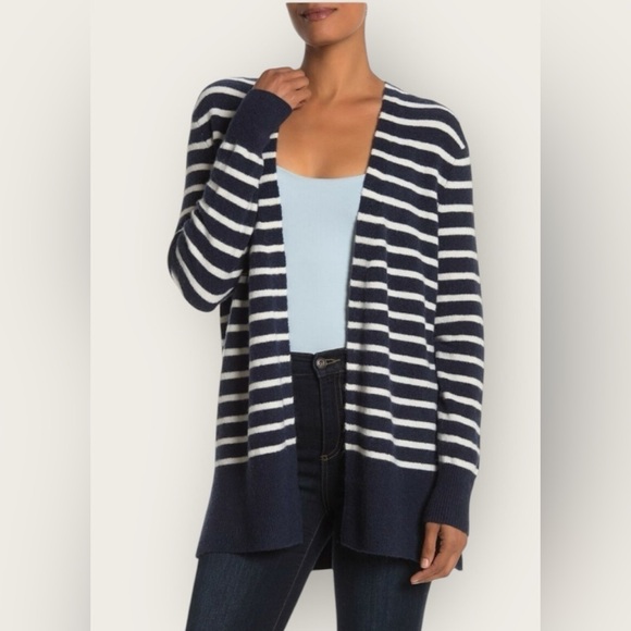Madewell Sweaters - Madewell Walker Open Cardigan Dark Nightfall Chic Striped Wool Alpaca Women’s M